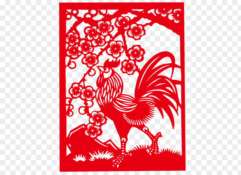 Grilles Cock Chicken Papercutting Chinese Zodiac Clip Art PNG