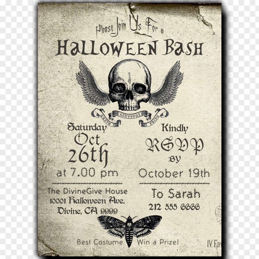 Halloween Skull Wedding Invitation Convite Bridal Shower Baby PNG