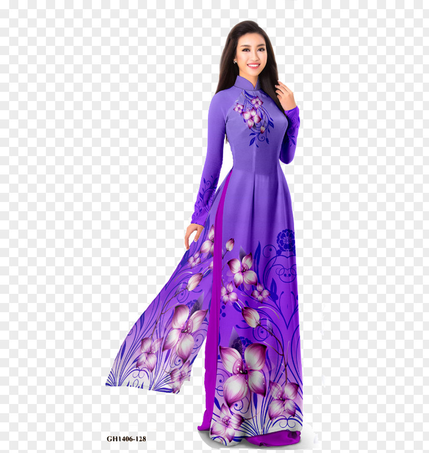 Purple Áo Dài Vietnam Gown Dress PNG