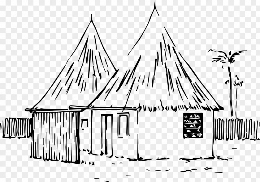 Tropical Clipart House Sketch PNG