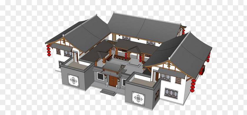 Ancient Building Model Material Siheyuan Architecture Scale PNG