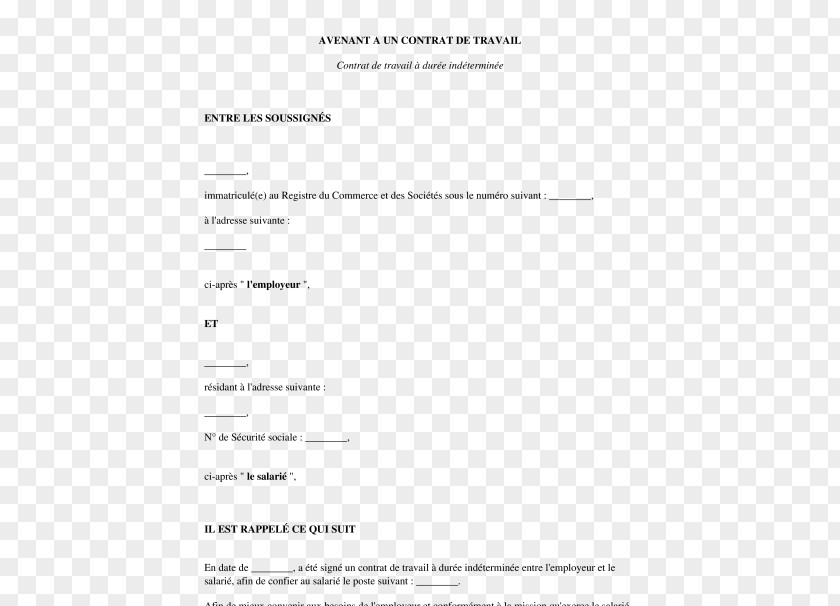 Avocado Document Employment Contract Amendment PNG