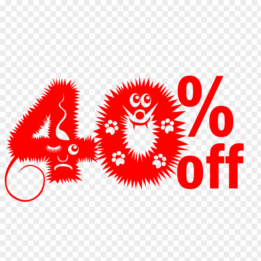 Cute Hairy Halloween 40% Off Discount Tag. PNG