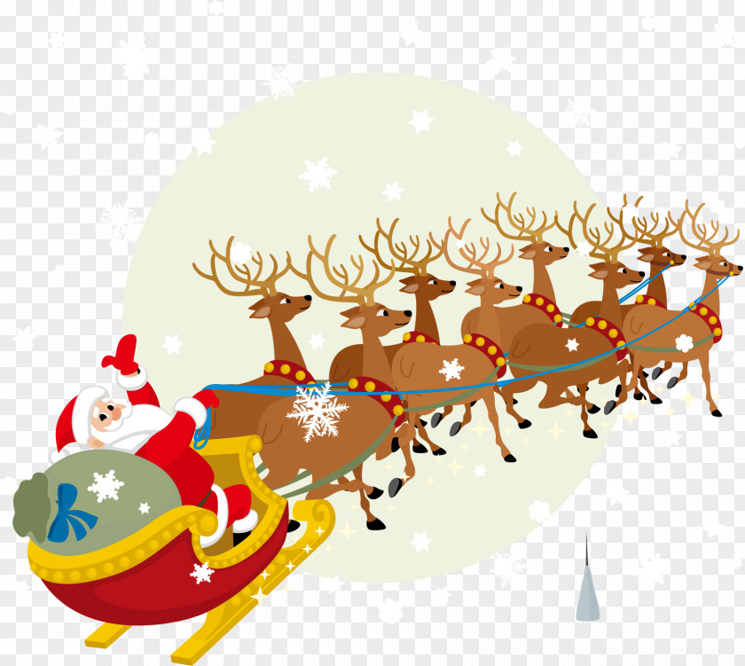 Vector Santa Claus Greeted Element Reindeer Christmas Clip Art PNG