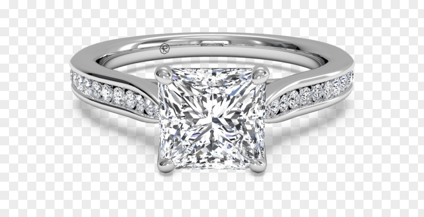 Diamond Engagement Rings For Women Princess Cut Ring Solitaire PNG