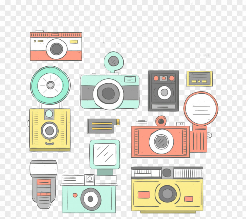 A Plurality Of Hand-painted Vintage Camera Creatives Graphic Design Download Photography PNG