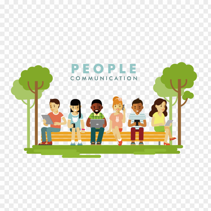 Men And Women On The Bench Modernity Concept Royalty-free Illustration PNG