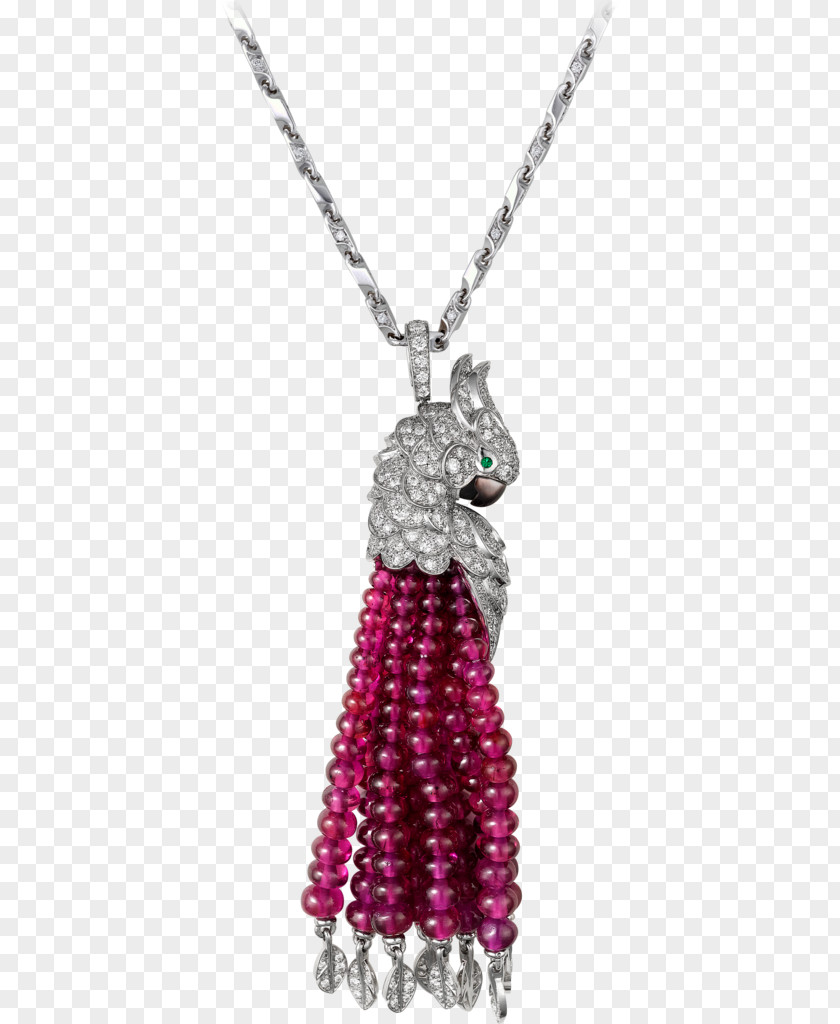 White Pearl Chain Ruby Necklace Cartier Jewellery Gold PNG