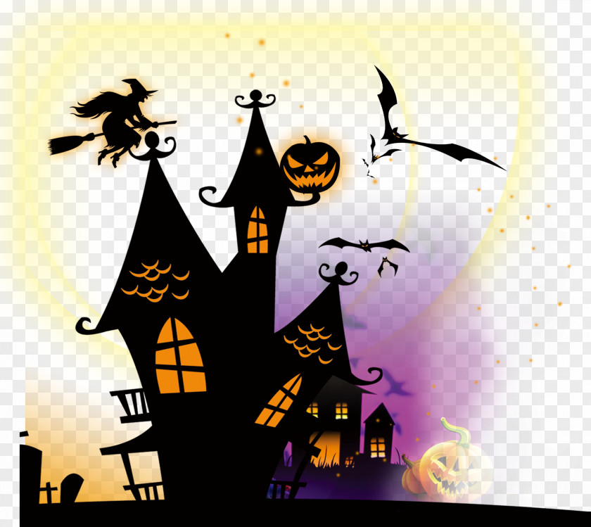 Devil Castle Halloween Clip Art PNG