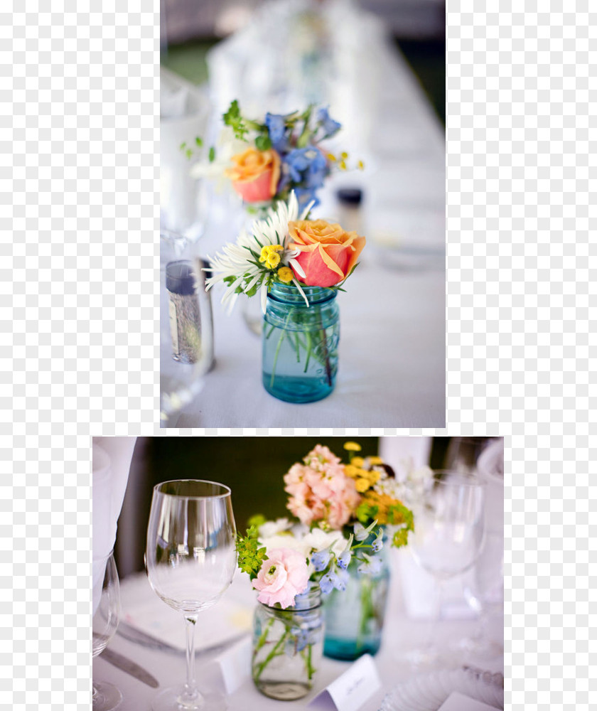 Jar Mason Floral Design Flower Vase PNG