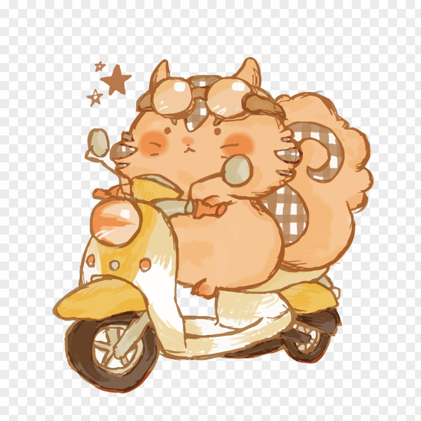 Vector Biking Cat Scooter Motorcycle Illustration PNG
