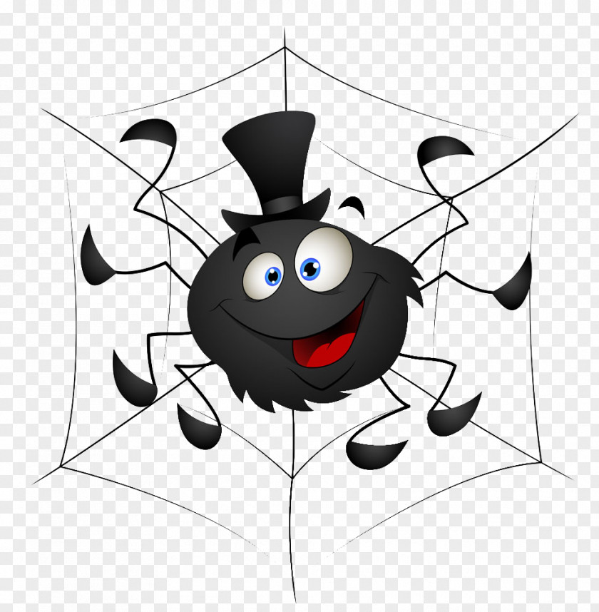 Black Spider Cartoon Illustration PNG