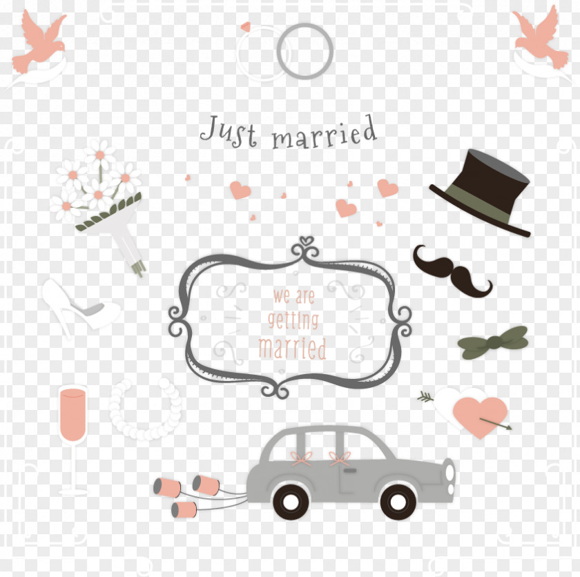 Cartoon Wedding Invitation Card Marriage PNG