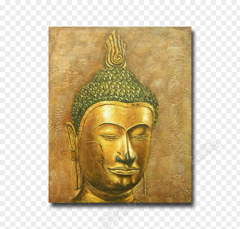 Golden Buddha Oil Painting Reproduction Portrait PNG