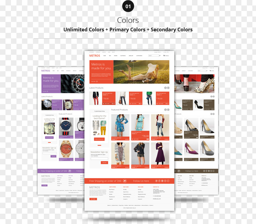 Unlimited Colors PrestaShop Responsive Web Design Page Template CS-Cart PNG