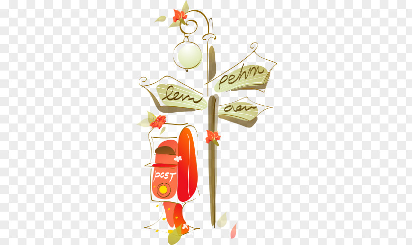 Red Mailbox And Direction Logo Fukei Cartoon Poster PNG