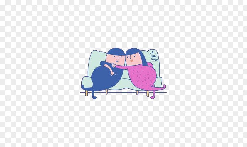 A Pair Of Small Couples On The Couch Love Interpersonal Relationship Couple Illustration PNG
