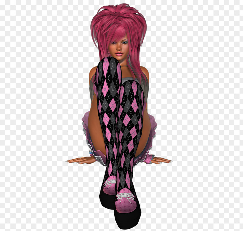 Long Hair Costume Character Pink M Fiction PNG