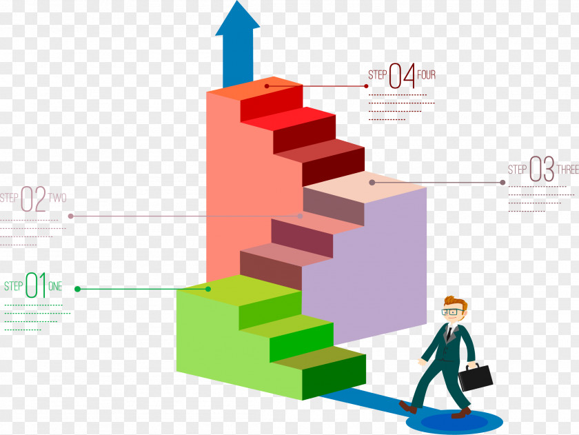 On The Stairs Of Business Villain Infographic Graphic Design 3D Computer Graphics Chart PNG