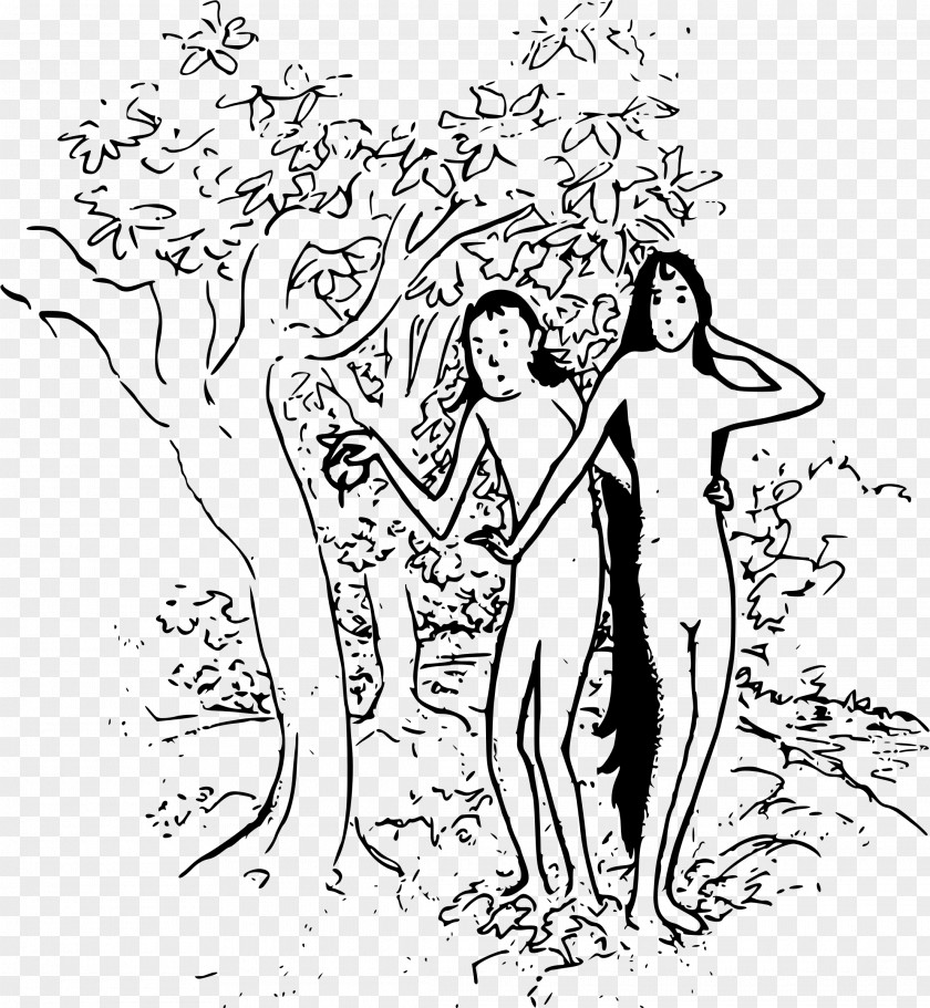 Adam Eve Garden Of Eden And Cartoon Drawing PNG