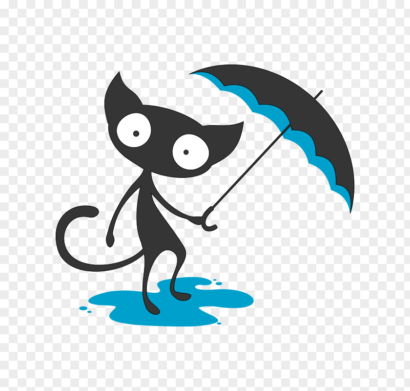 Hit The Umbrella Of Cat Sticker Clip Art PNG