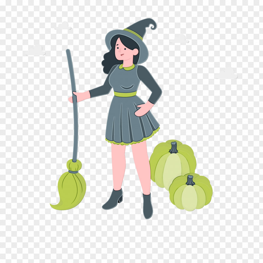 Cartoon Green Broom PNG