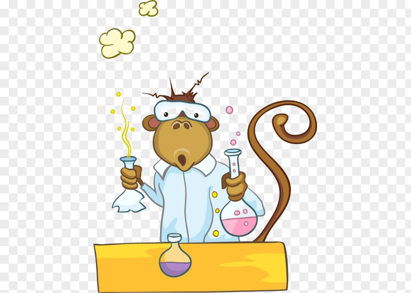 Cartoon Monkey Experiment Chemistry Illustration PNG