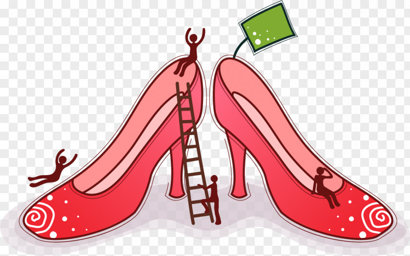 Cartoon Hand Painted Red High Heels High-heeled Footwear Shoe Illustration PNG