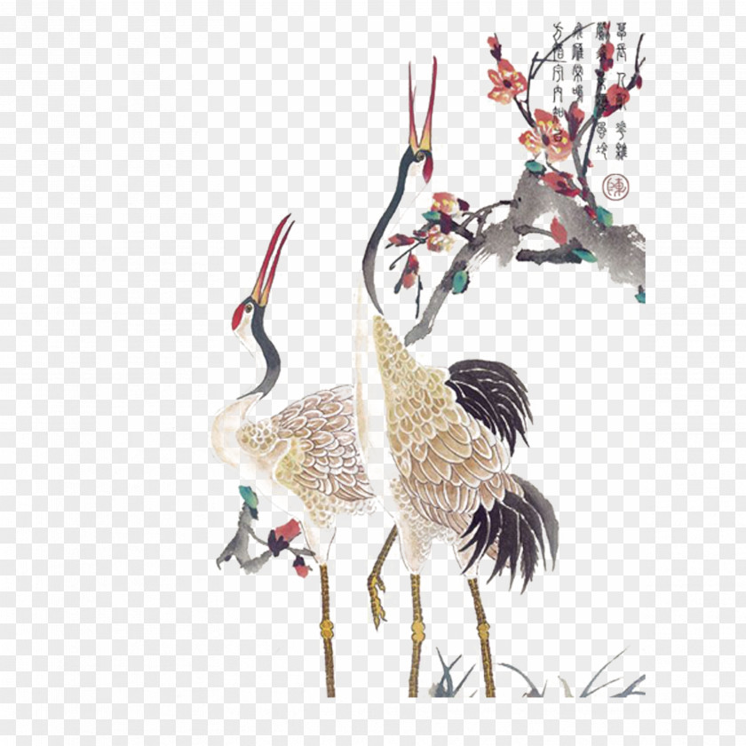 Crane Red-crowned Tattoo PNG