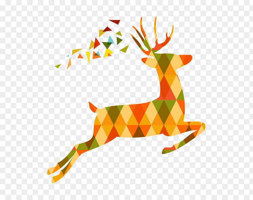 Multicolored Diamond Pattern Elk Deer Cartoon Clip Art PNG