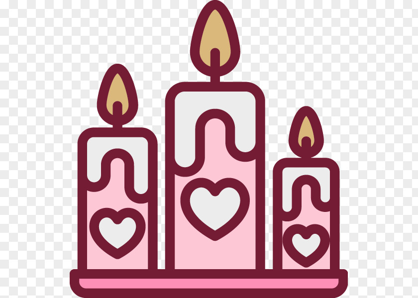 Painted Pink Heart-shaped Candle Pattern Birthday Cake Icon PNG