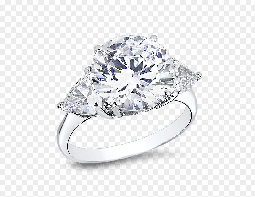 Trillion Diamond Ring Settings Cubic Zirconia Engagement Gold Wedding PNG