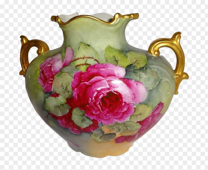 Vase Garden Roses Porcelain Glass Art PNG