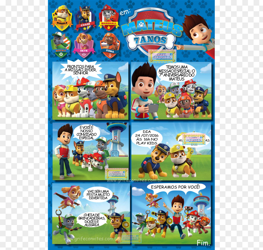 Party PAW Patrol Air And Sea Adventures Convite Comics PNG