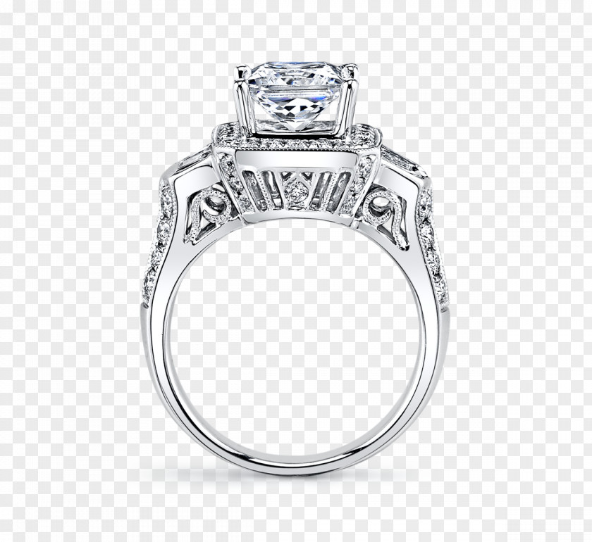 Diamond Wedding Ring Princess Cut Engagement PNG