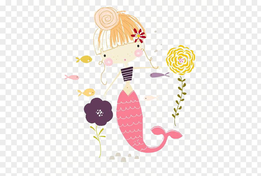 Mermaid The Little Child Fairy Tale Illustration PNG
