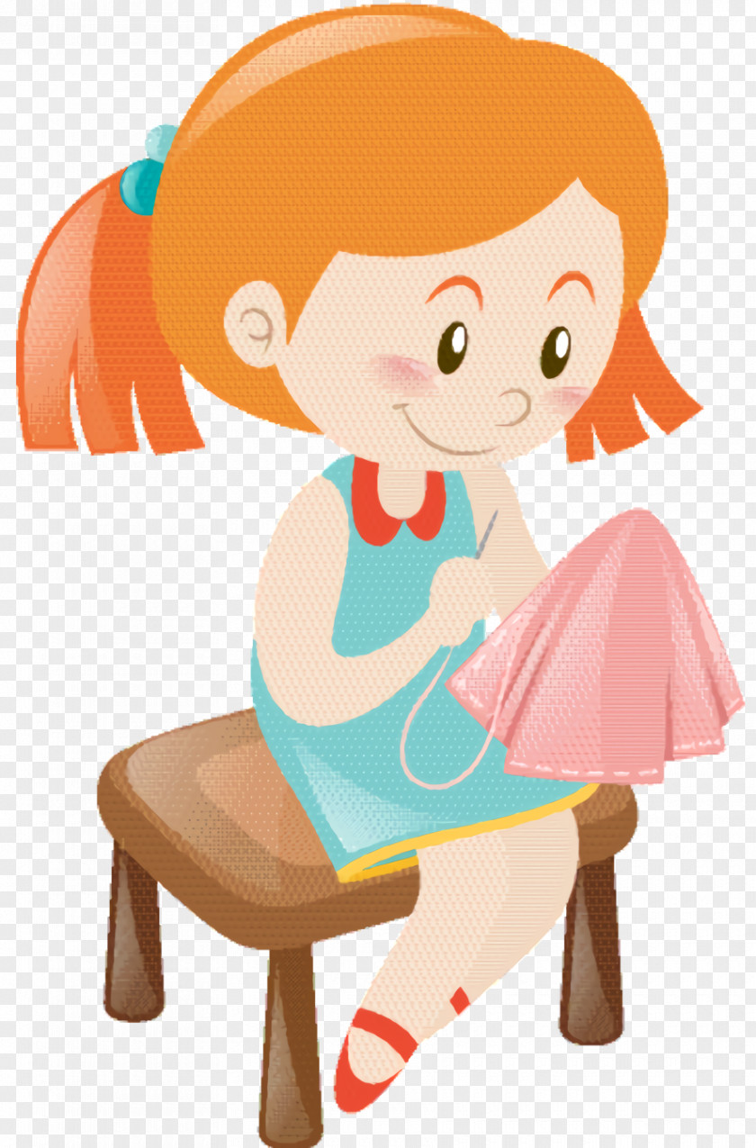 Furniture Table Girl Cartoon PNG