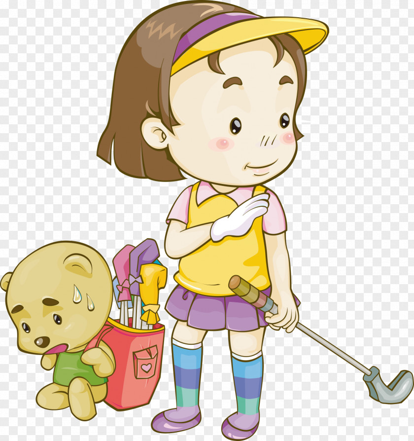 Illustration PNG Illustration, Golf girl clipart PNG