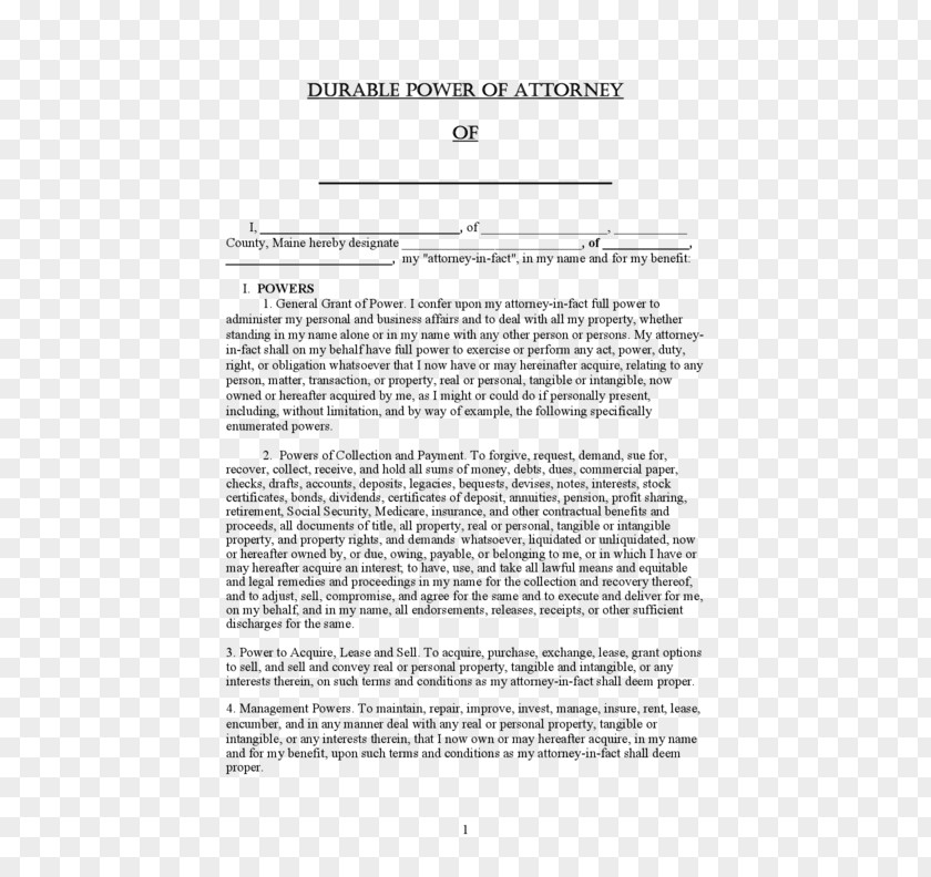 Power Of Attorney Computer Science Form Document PNG