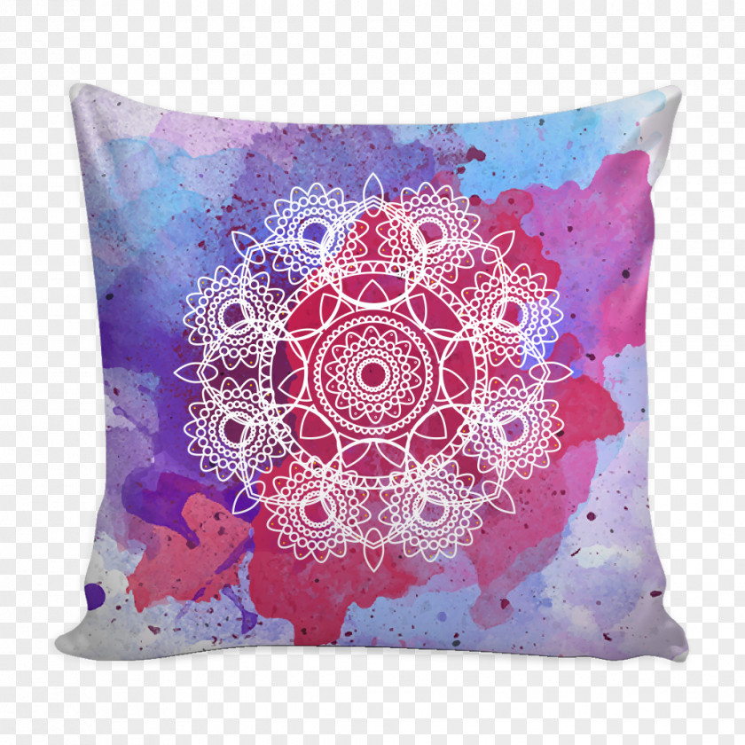 Watercolor Powder Layer Throw Pillows Cushion Textile Purple PNG