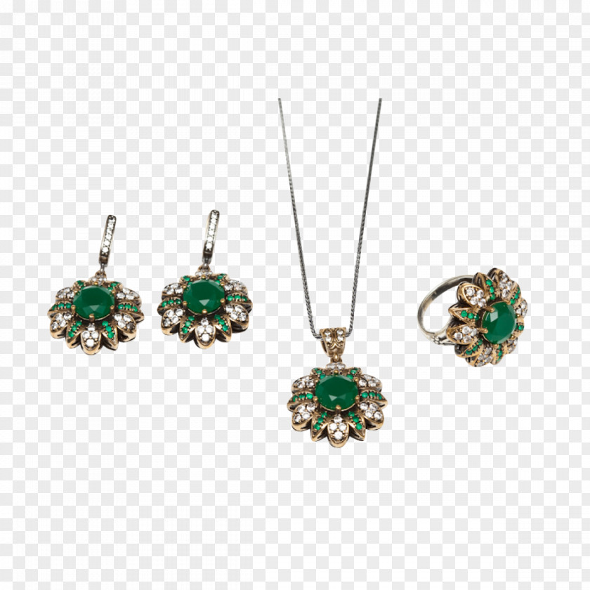 Emerald Earring Necklace Jewellery PNG