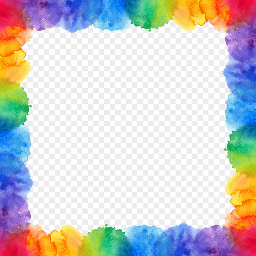 Rainbow Border Watercolor Painting Photography PNG