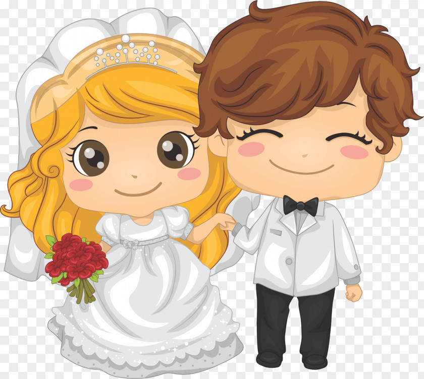 Bride Wedding Invitation Couple Cartoon PNG