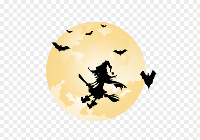 Halloween Full Moon Witch Wedding Invitation Wall Decal Trick-or-treating PNG