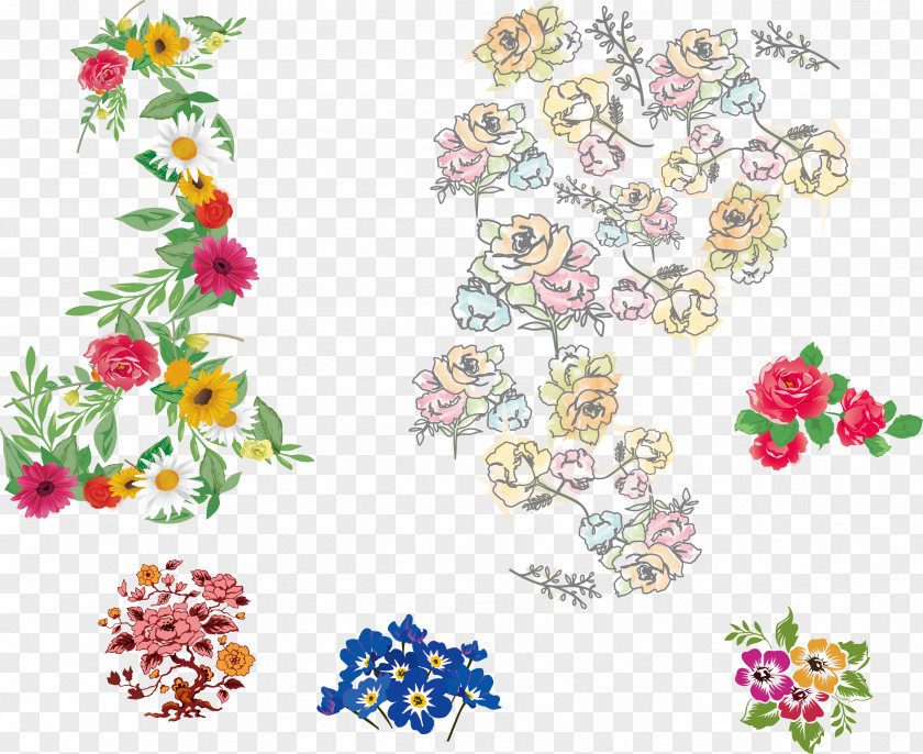 Floral Collection Vector Material Design Flower Euclidean PNG