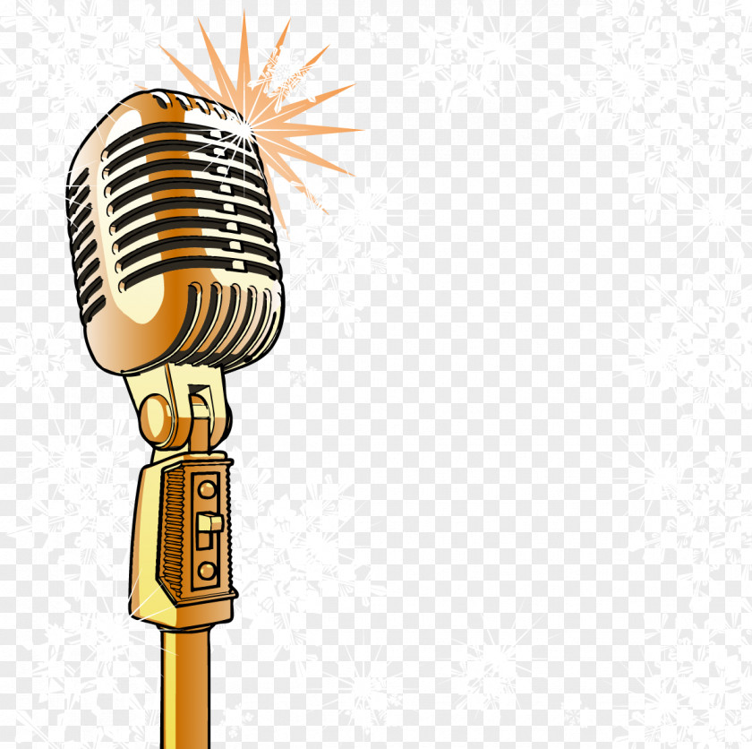 Gold Shining Microphone Vector Clip Art PNG