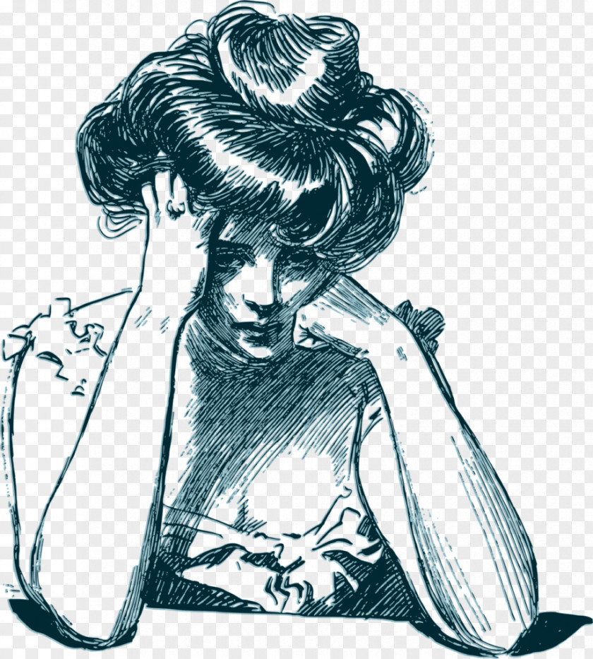 Thinking Woman Worry Depression Clip Art PNG