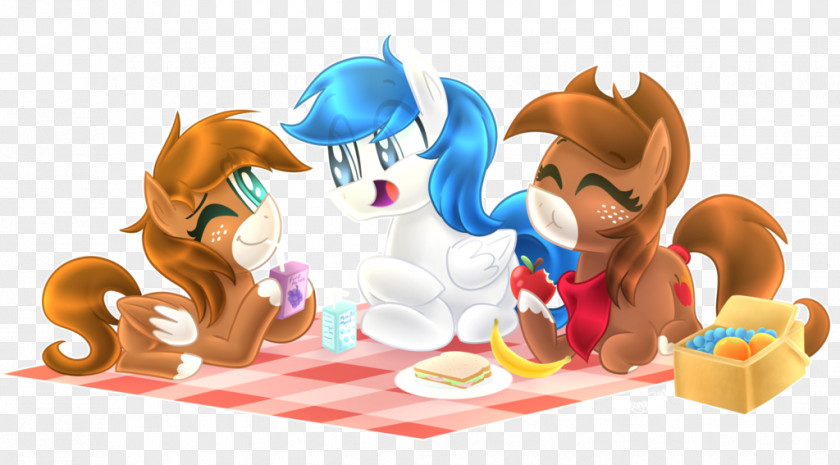 Picnic Kids Horse Cartoon Figurine Character PNG