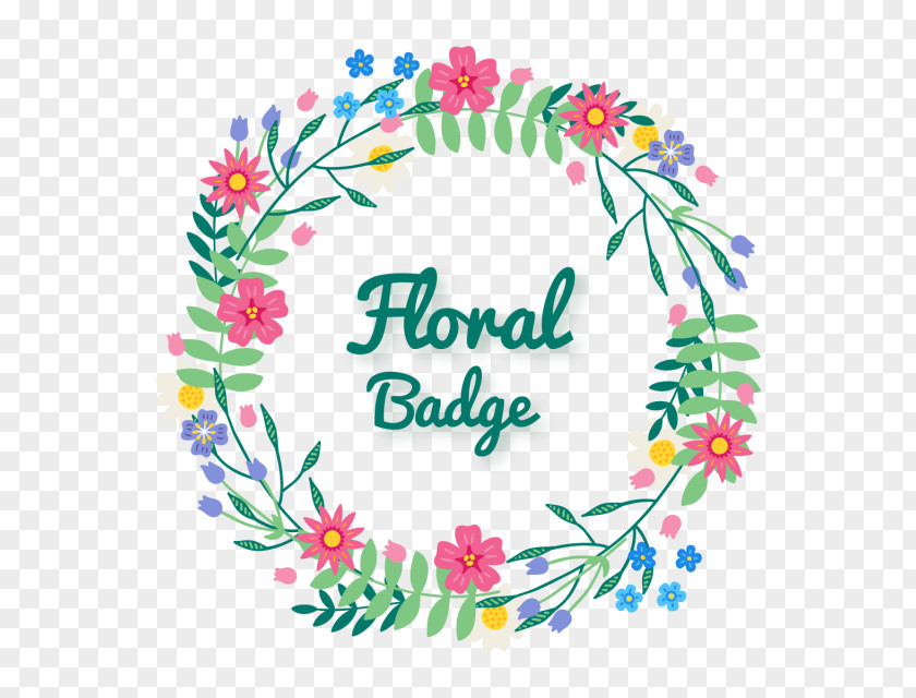 Beatiful Badge Floral Design Cut Flowers Wreath Petal PNG