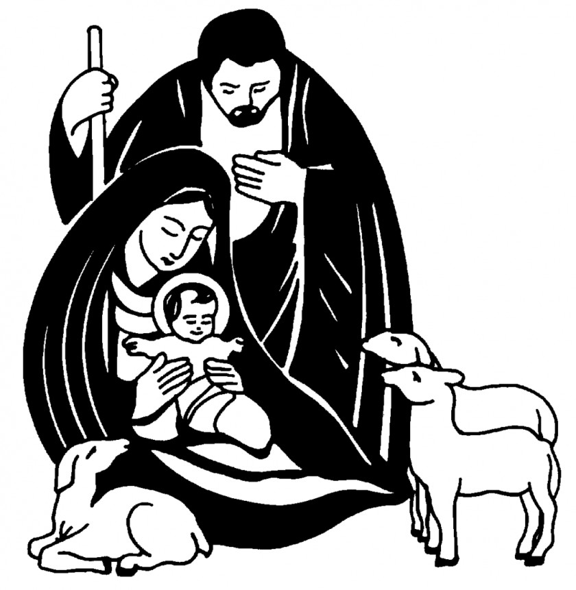 Nativity Black Cliparts Scene Of Jesus Christmas And White Clip Art PNG